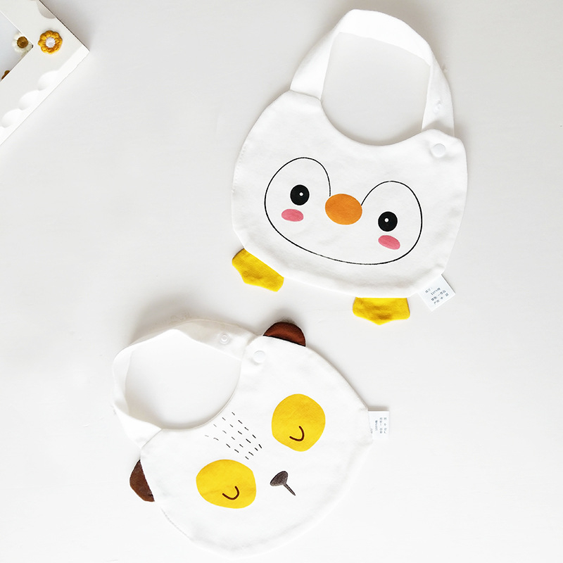 Bib pentru bebeluși din bumbac pur (>95%), absorbant, pentru nou-născuți până la 3 ani, modele animale și desene animate.