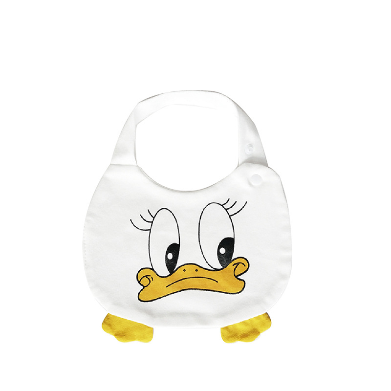Bib pentru bebeluși din bumbac pur (>95%), absorbant, pentru nou-născuți până la 3 ani, modele animale și desene animate.