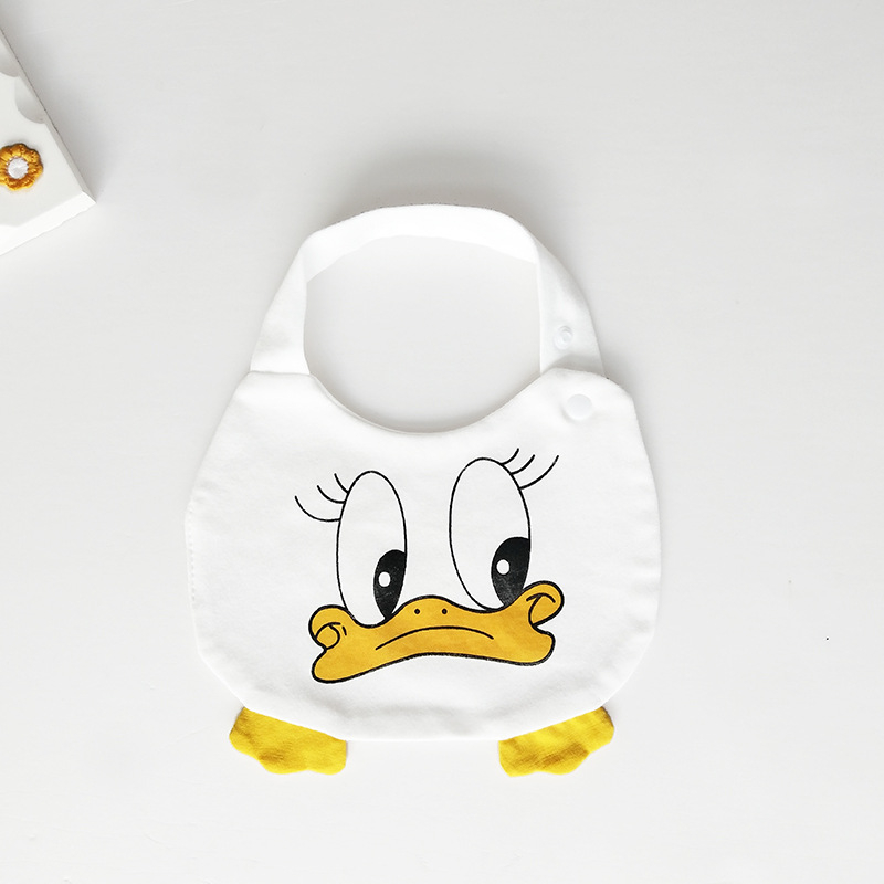 Bib pentru bebeluși din bumbac pur (>95%), absorbant, pentru nou-născuți până la 3 ani, modele animale și desene animate.