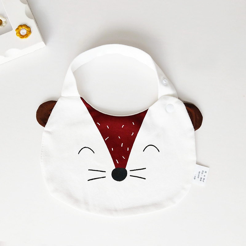 Bib pentru bebeluși din bumbac pur (>95%), absorbant, pentru nou-născuți până la 3 ani, modele animale și desene animate.