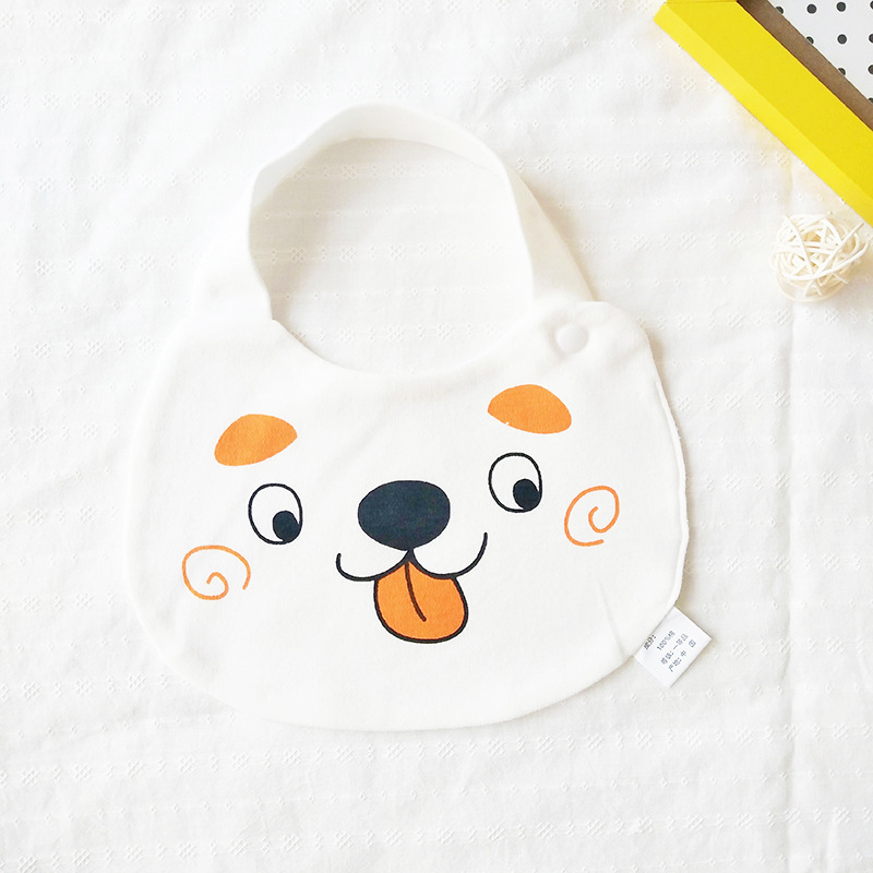 Bib pentru bebeluși din bumbac pur (>95%), absorbant, pentru nou-născuți până la 3 ani, modele animale și desene animate.