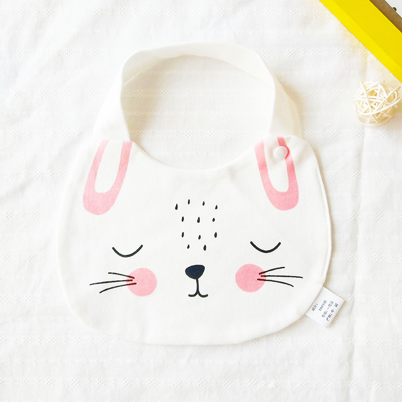 Bib pentru bebeluși din bumbac pur (>95%), absorbant, pentru nou-născuți până la 3 ani, modele animale și desene animate.
