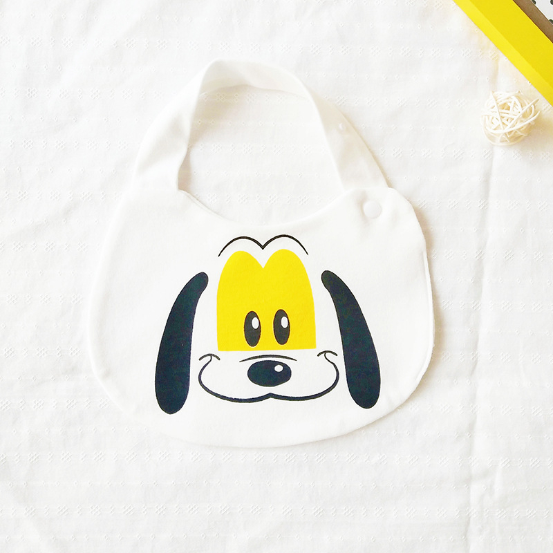 Bib pentru bebeluși din bumbac pur (>95%), absorbant, pentru nou-născuți până la 3 ani, modele animale și desene animate.