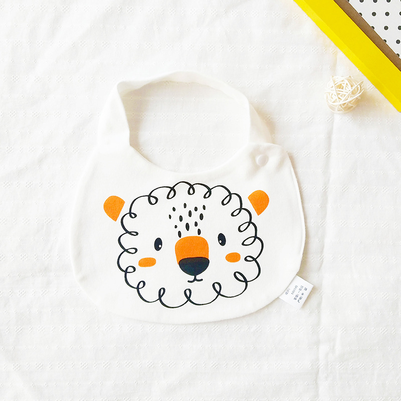 Bib pentru bebeluși din bumbac pur (>95%), absorbant, pentru nou-născuți până la 3 ani, modele animale și desene animate.