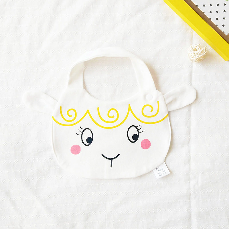 Bib pentru bebeluși din bumbac pur (>95%), absorbant, pentru nou-născuți până la 3 ani, modele animale și desene animate.