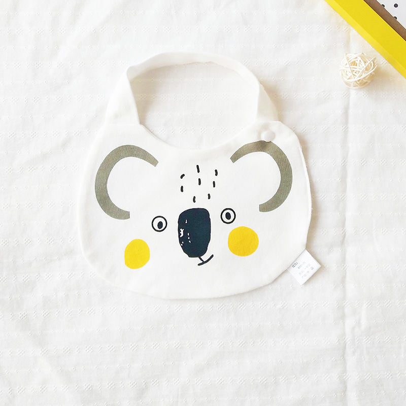 Bib pentru bebeluși din bumbac pur (>95%), absorbant, pentru nou-născuți până la 3 ani, modele animale și desene animate.
