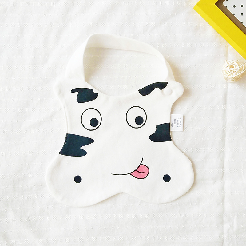 Bib pentru bebeluși din bumbac pur (>95%), absorbant, pentru nou-născuți până la 3 ani, modele animale și desene animate.