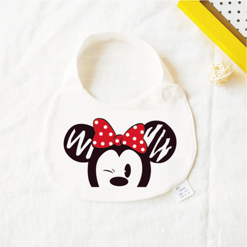 Bib pentru bebeluși din bumbac pur (>95%), absorbant, pentru nou-născuți până la 3 ani, modele animale și desene animate.