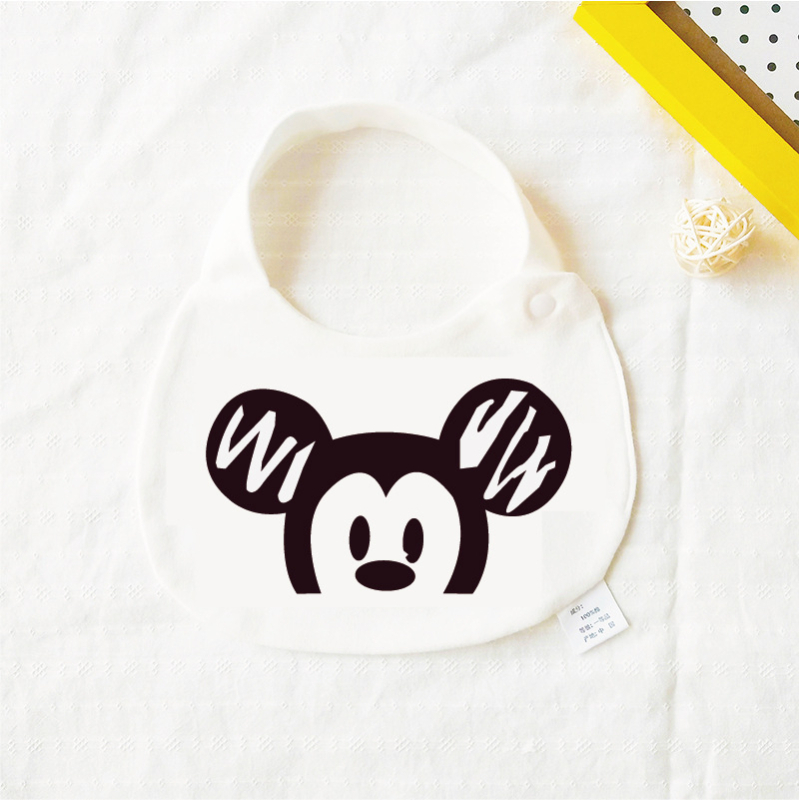 Bib pentru bebeluși din bumbac pur (>95%), absorbant, pentru nou-născuți până la 3 ani, modele animale și desene animate.