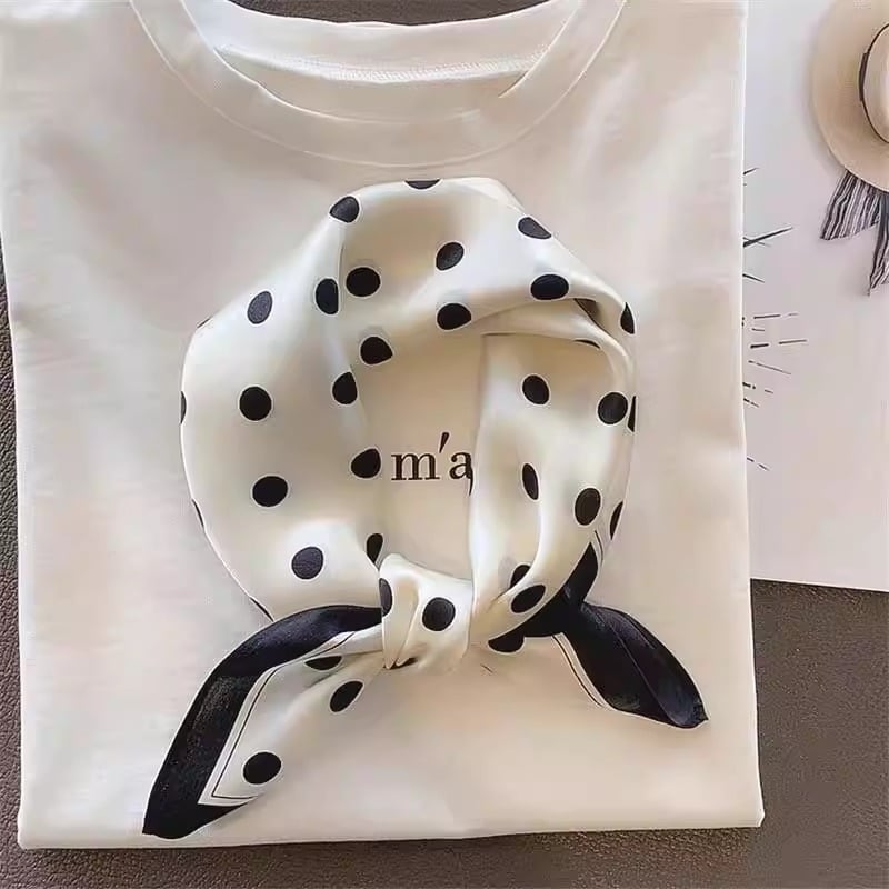 100% svila, svilen satenski šal kvadratnog oblika s točkicama, twill tkanje