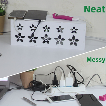 Plastikinė laidų organizavimo dėžutė įkrovikliams, modelis HfntdmCC, dulkių atsparus kabelių tvarkymas