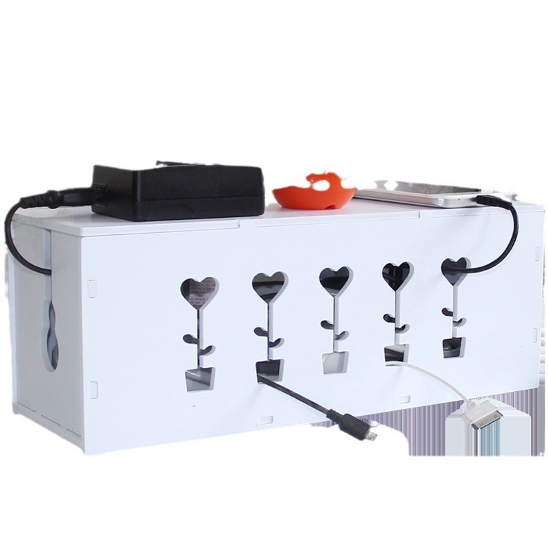 Plastikinė laidų organizavimo dėžutė įkrovikliams, modelis HfntdmCC, dulkių atsparus kabelių tvarkymas