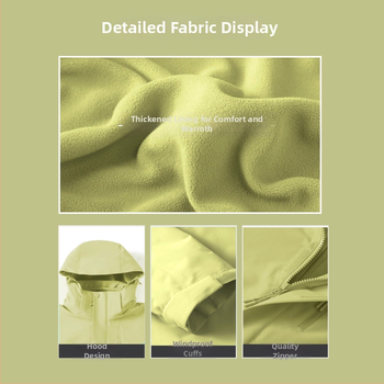 Jachetă de iarnă pentru muncă cu logo, exterior din bumbac, căptușeală din in, design trei în unu detașabil, cu glugă, lungime medie, buzunare aplicate