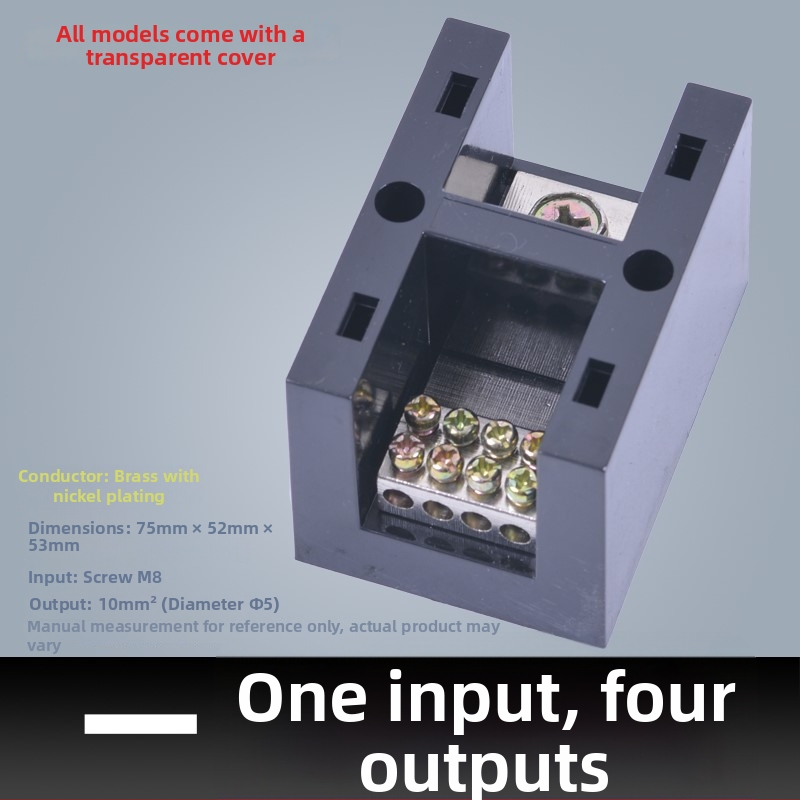 Kõrge võimsusega terminaliblokk 380V, 4 sisendi ja 16 väljundi, kolmesfaasiline neljajuhtmeline jaotussüsteem, 300A