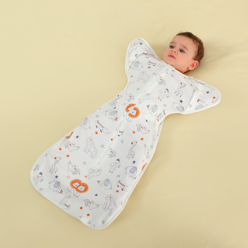 Naujagimių miego maišelis su swaddle stiliumi, bambukų pluoštas, vasara–pavasaris, ištempiamas, anti-startle ir anti-kick dizainas