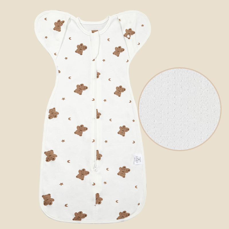 Naujagimių miego maišelis su swaddle stiliumi, bambukų pluoštas, vasara–pavasaris, ištempiamas, anti-startle ir anti-kick dizainas