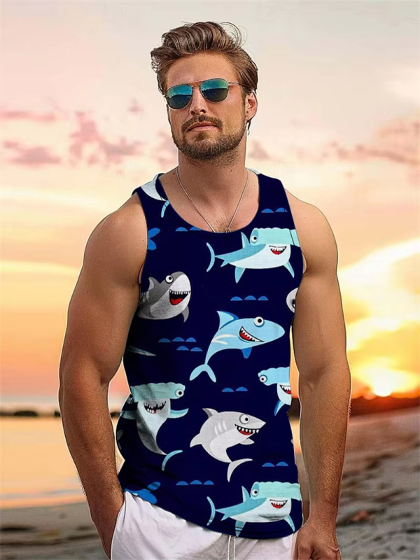 Мъжки спортен жилет с принт на кокосово дърво, стегнат силует, памук 96% / полиестерни влакна