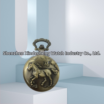 Kišeninis laikrodis su grandine, dvylika zodiako ženklų, retro stilius, didelis išpjautas cifernèlis, kvarcinis mechanizmas Huachen SL39, modelis 0698