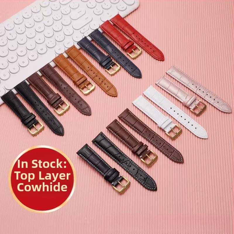 Λουρί ρολογιού από δέρμα πρώτης στρώσης μοσχαρίσιο, αγκράφα με καρφί, unisex, στυλ επιχειρηματικό μινιμαλιστικό