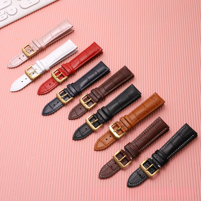 Λουρί ρολογιού από δέρμα πρώτης στρώσης μοσχαρίσιο, αγκράφα με καρφί, unisex, στυλ επιχειρηματικό μινιμαλιστικό