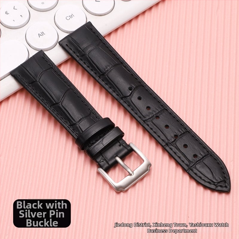 Λουρί ρολογιού από δέρμα πρώτης στρώσης μοσχαρίσιο, αγκράφα με καρφί, unisex, στυλ επιχειρηματικό μινιμαλιστικό