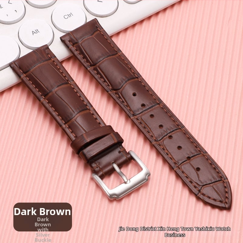 Λουρί ρολογιού από δέρμα πρώτης στρώσης μοσχαρίσιο, αγκράφα με καρφί, unisex, στυλ επιχειρηματικό μινιμαλιστικό