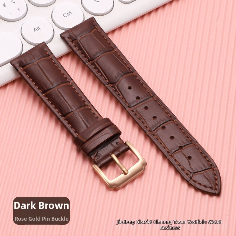 Λουρί ρολογιού από δέρμα πρώτης στρώσης μοσχαρίσιο, αγκράφα με καρφί, unisex, στυλ επιχειρηματικό μινιμαλιστικό