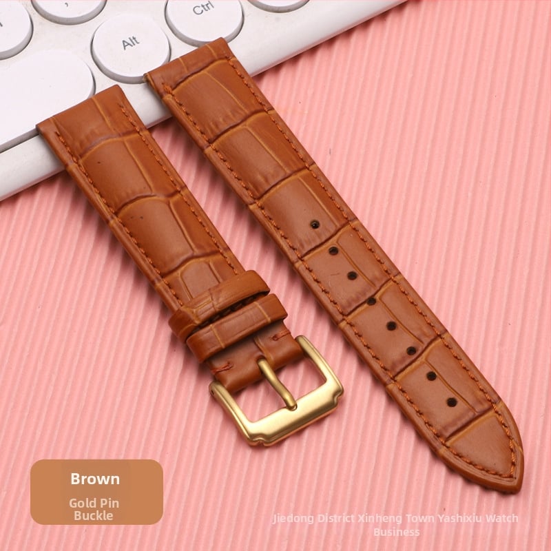 Λουρί ρολογιού από δέρμα πρώτης στρώσης μοσχαρίσιο, αγκράφα με καρφί, unisex, στυλ επιχειρηματικό μινιμαλιστικό