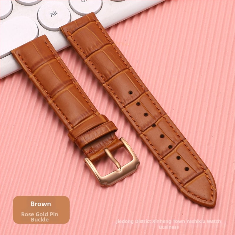 Λουρί ρολογιού από δέρμα πρώτης στρώσης μοσχαρίσιο, αγκράφα με καρφί, unisex, στυλ επιχειρηματικό μινιμαλιστικό