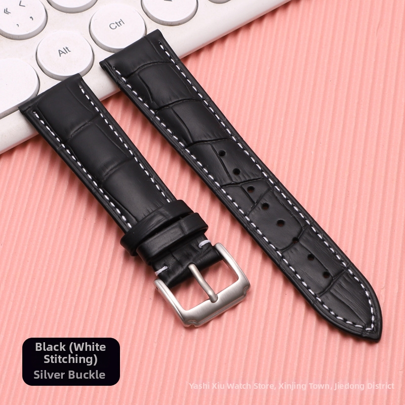 Λουρί ρολογιού από δέρμα πρώτης στρώσης μοσχαρίσιο, αγκράφα με καρφί, unisex, στυλ επιχειρηματικό μινιμαλιστικό