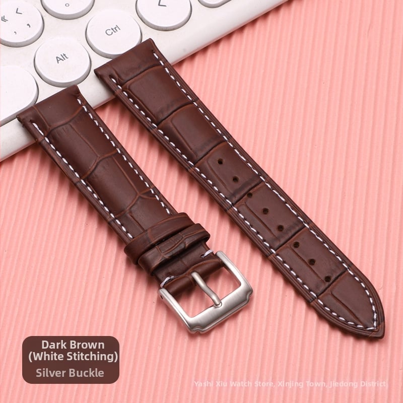 Λουρί ρολογιού από δέρμα πρώτης στρώσης μοσχαρίσιο, αγκράφα με καρφί, unisex, στυλ επιχειρηματικό μινιμαλιστικό