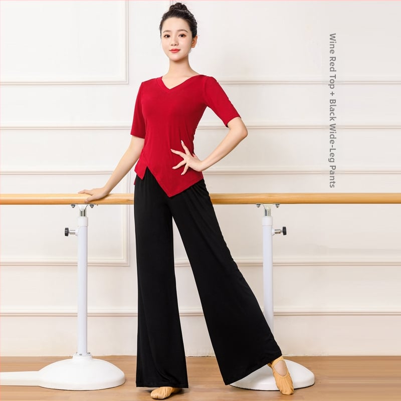 Moterų šiuolaikinio šokio viršutinis, Modal audinys 90%, tinkamas latino ir liaudies šokiams, suaugusioms moterims, vasara, pavasaris ir ruduo