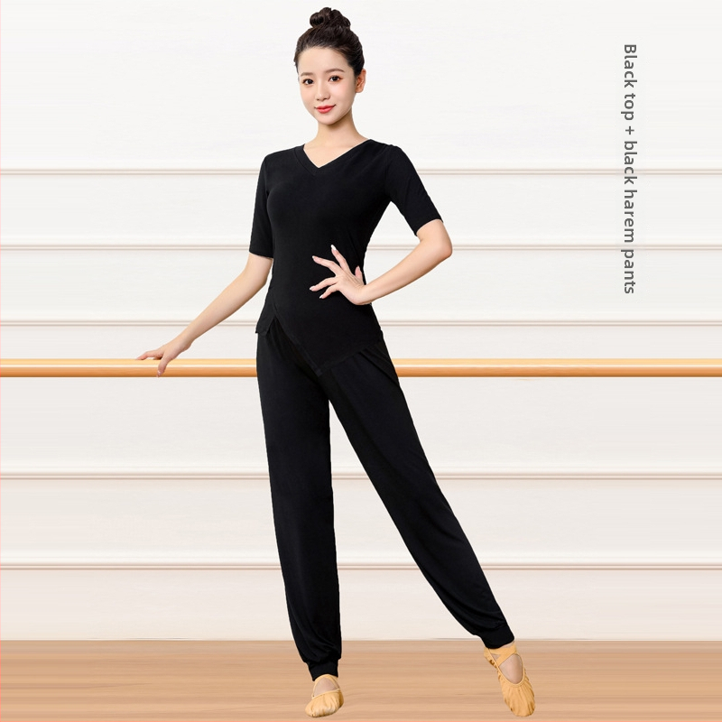 Moterų šiuolaikinio šokio viršutinis, Modal audinys 90%, tinkamas latino ir liaudies šokiams, suaugusioms moterims, vasara, pavasaris ir ruduo