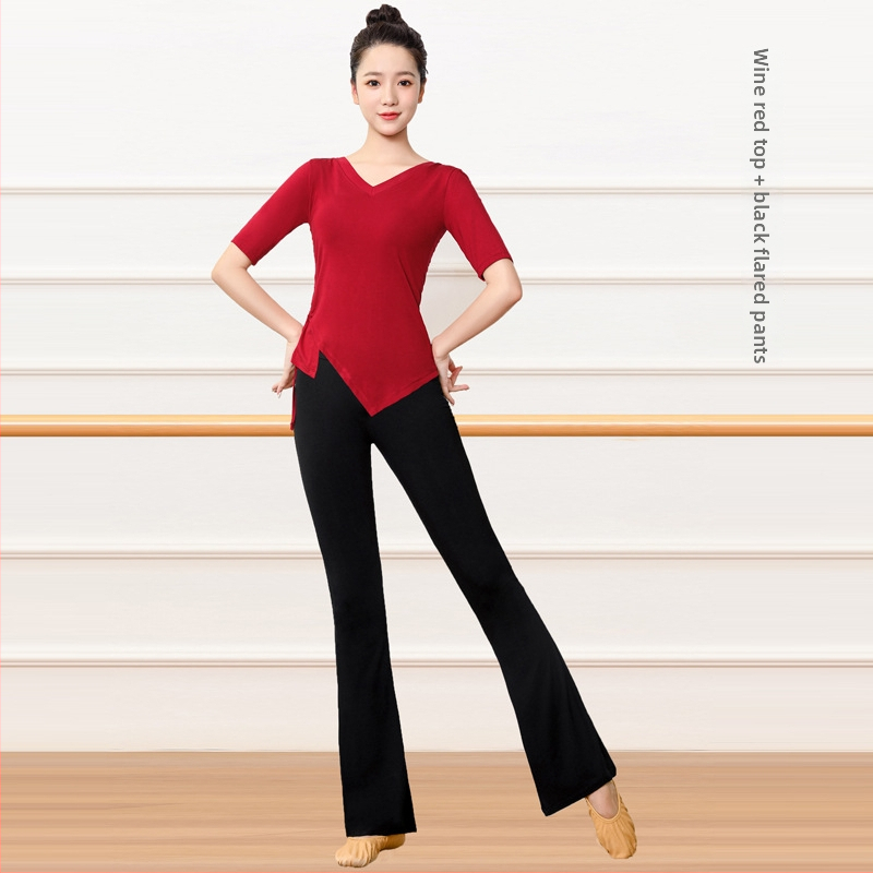 Moterų šiuolaikinio šokio viršutinis, Modal audinys 90%, tinkamas latino ir liaudies šokiams, suaugusioms moterims, vasara, pavasaris ir ruduo