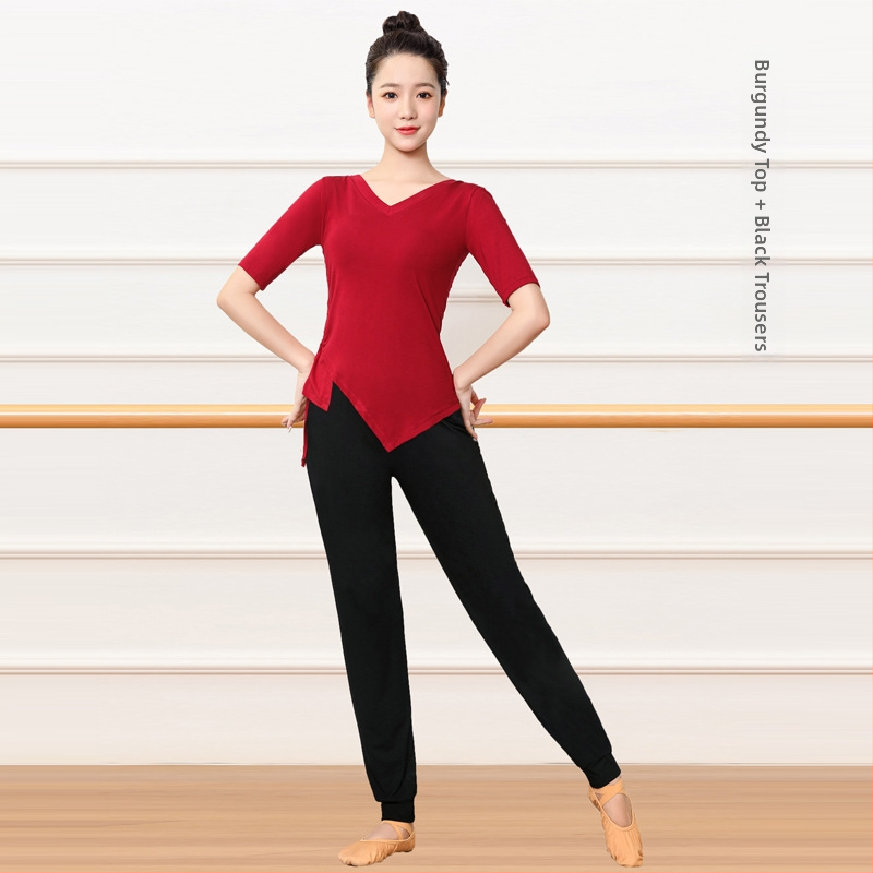 Moterų šiuolaikinio šokio viršutinis, Modal audinys 90%, tinkamas latino ir liaudies šokiams, suaugusioms moterims, vasara, pavasaris ir ruduo