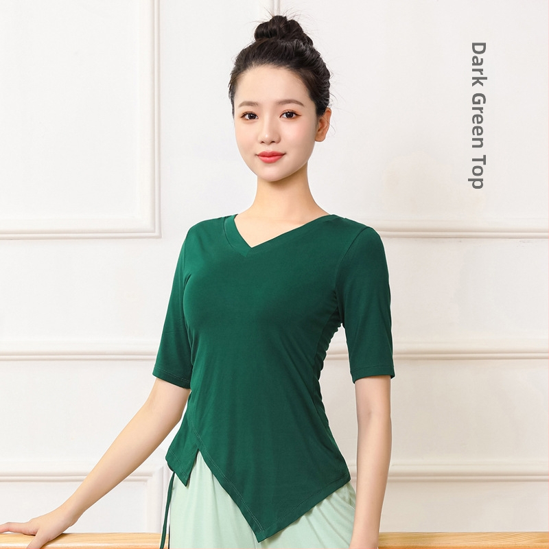 Moterų šiuolaikinio šokio viršutinis, Modal audinys 90%, tinkamas latino ir liaudies šokiams, suaugusioms moterims, vasara, pavasaris ir ruduo