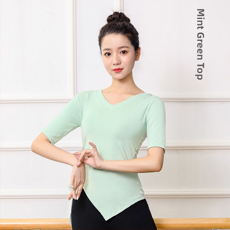 Moterų šiuolaikinio šokio viršutinis, Modal audinys 90%, tinkamas latino ir liaudies šokiams, suaugusioms moterims, vasara, pavasaris ir ruduo