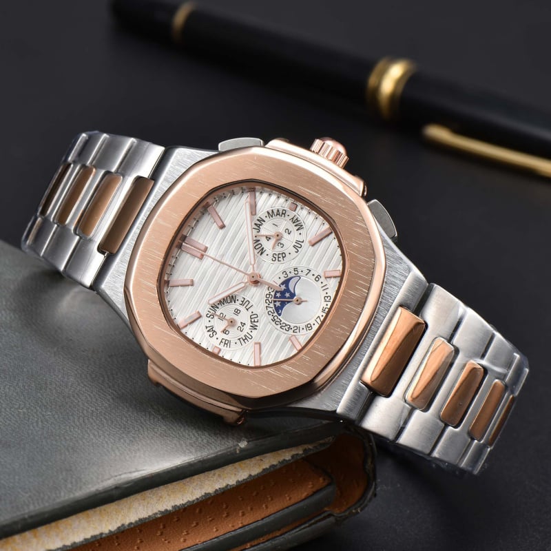 Vyrų laikrodis iš nerūdijančio plieno, kvarcinis mechanizmas, šviesinantis stačiakampis dialas, atsparumas vandeniui 30 m