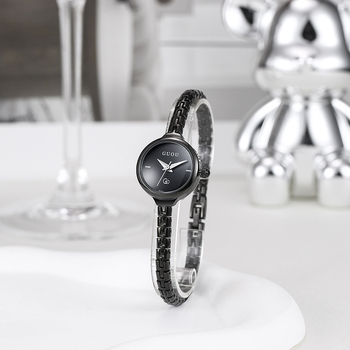 Moterų laikrodis su japonų kvarcinio mechanizmo, apvalus laikrodžio skydelis, metalinis korpusas, mineralinis stiklas, atsparumas vandeniui 30 m