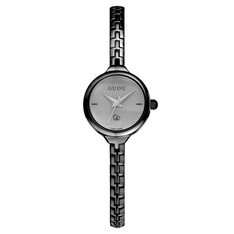 Moterų laikrodis su japonų kvarcinio mechanizmo, apvalus laikrodžio skydelis, metalinis korpusas, mineralinis stiklas, atsparumas vandeniui 30 m