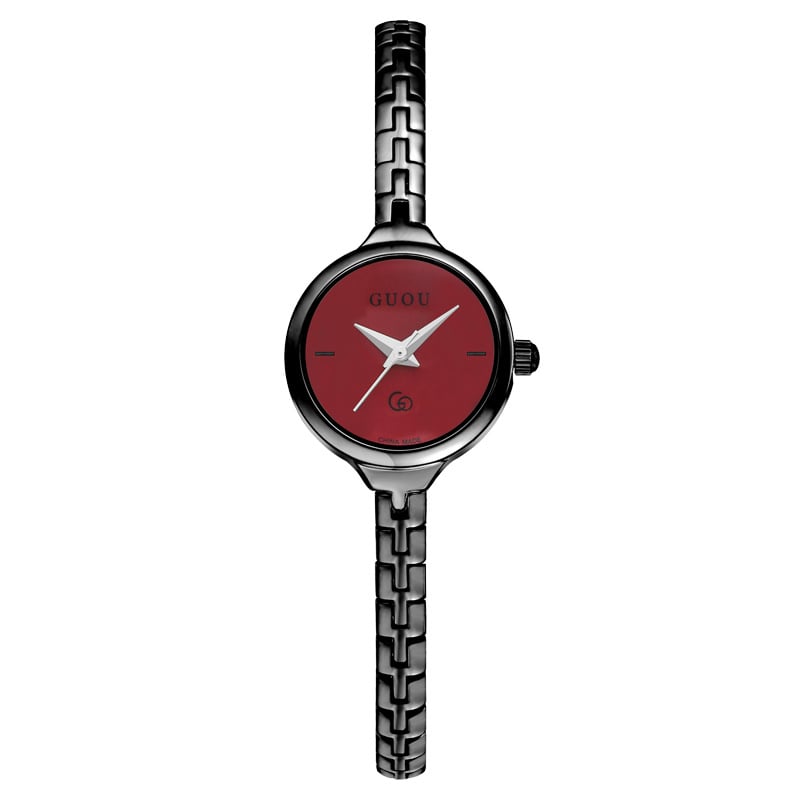 Moterų laikrodis su japonų kvarcinio mechanizmo, apvalus laikrodžio skydelis, metalinis korpusas, mineralinis stiklas, atsparumas vandeniui 30 m