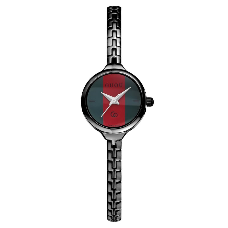 Moterų laikrodis su japonų kvarcinio mechanizmo, apvalus laikrodžio skydelis, metalinis korpusas, mineralinis stiklas, atsparumas vandeniui 30 m