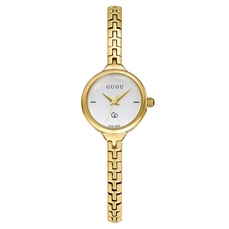 Moterų laikrodis su japonų kvarcinio mechanizmo, apvalus laikrodžio skydelis, metalinis korpusas, mineralinis stiklas, atsparumas vandeniui 30 m