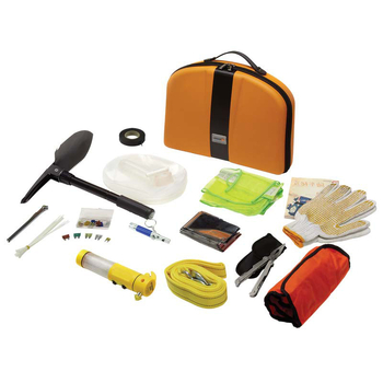 Baida Nešiojamas Automobilio Avarinės Rinkinys — šlapimo maišelis, įspėjimo žibintas, užvedimo laidai, avarinis trikampis, plastikinė dėžutė