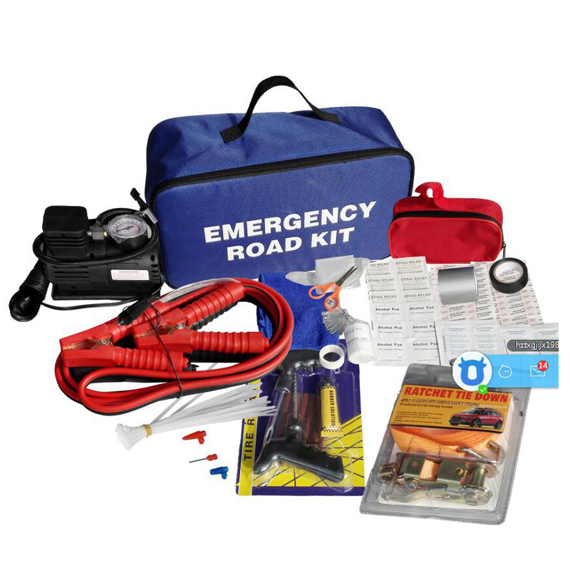 Baida Nešiojamas Automobilio Avarinės Rinkinys — šlapimo maišelis, įspėjimo žibintas, užvedimo laidai, avarinis trikampis, plastikinė dėžutė