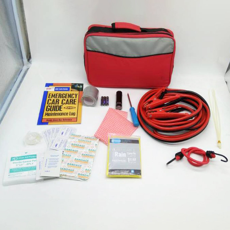 Baida Nešiojamas Automobilio Avarinės Rinkinys — šlapimo maišelis, įspėjimo žibintas, užvedimo laidai, avarinis trikampis, plastikinė dėžutė