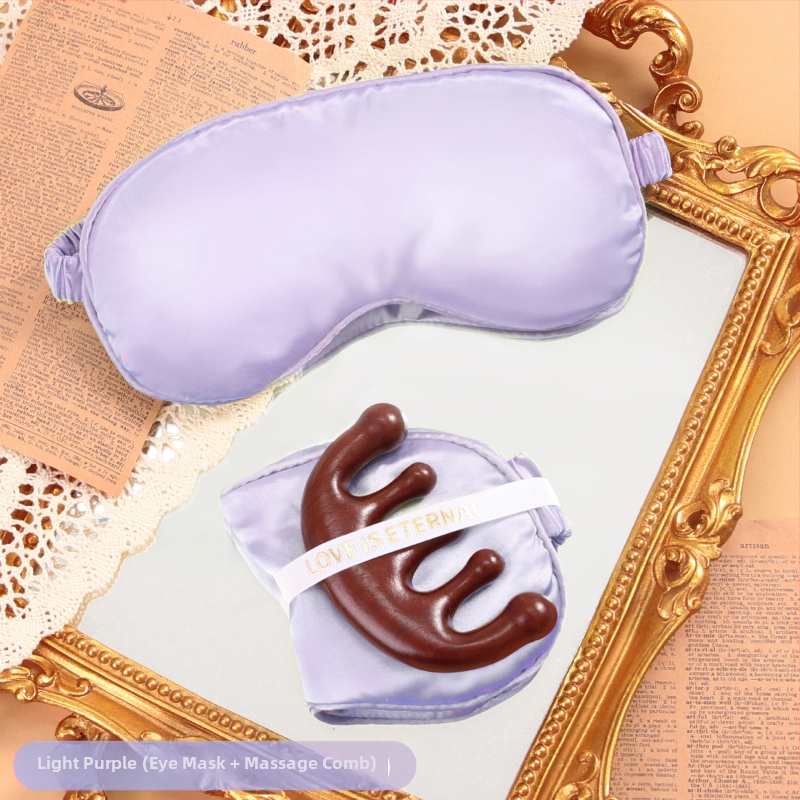 Dovanų rinkinys: akių kaukė iš dirbtinio šilko ir penkių dantų šukos, pakuotas į maišelį, CX prekės ženklas, vestuvėms dovaną