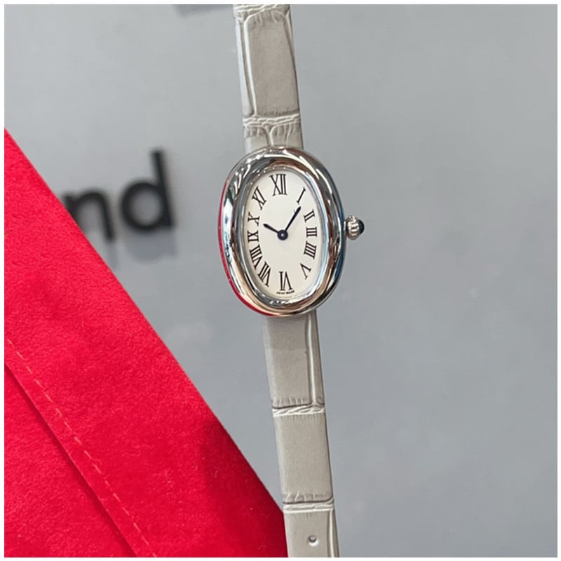 Moteriški kvarciniai laikrodžiai su ovaliu dialu, nerūdijančio plieno korpusas, dirbtinės odos dirželis, Swiss ETA mechanizmas, safyro stiklas, vandeniui 30M atsparumas