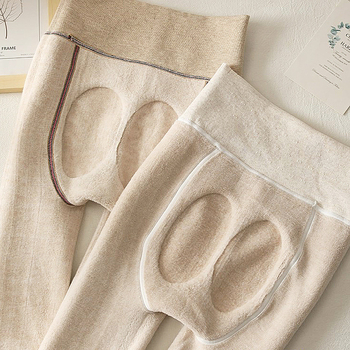 Καλσόν με ψηλή μέση για ανύψωση γλουτών, ζεστά, επενδυμένα με φλίς, πυκνό βαμβάκι, με πόδια