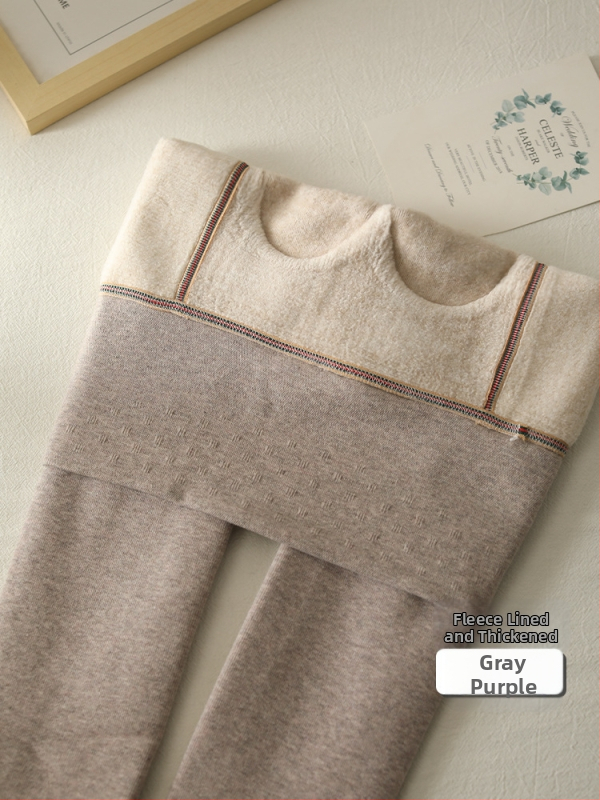 Καλσόν με ψηλή μέση για ανύψωση γλουτών, ζεστά, επενδυμένα με φλίς, πυκνό βαμβάκι, με πόδια